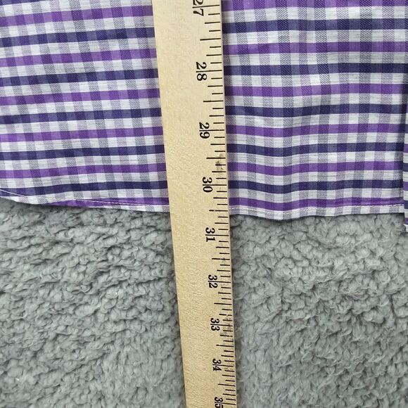 John Varvatos Men's Purple Check Lightweight Cotton Long Sleeve Size 17 34/35 - Picture 10 of 13